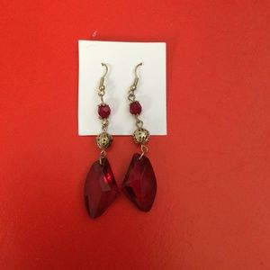 Red and gold costume earrings